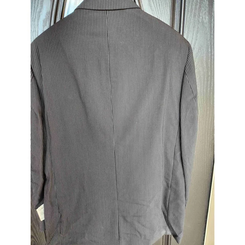 Oscar De la Renta 2 piece Wool suit pinstripe men's 44 large black white Blazer